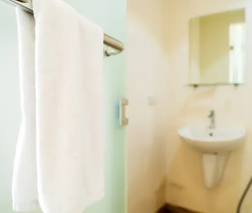 Bathroom with towel and sink